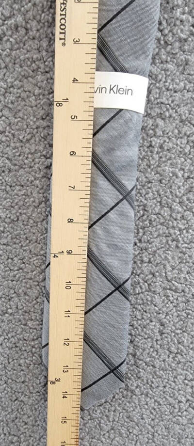 Calvin Klein Silk Blend Slim Grid Tie Men's Shadow Adjustable~