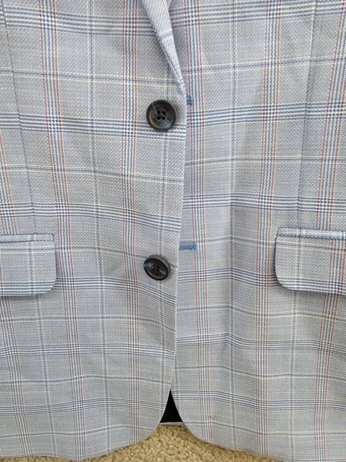 Tommy Hilfiger Stretch Deco Plaid Sport Coat Big Boys 16 Blue Flap Pockets L/S