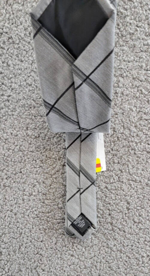 Calvin Klein Silk Blend Slim Grid Tie Men's Shadow Adjustable~