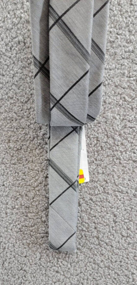 Calvin Klein Silk Blend Slim Grid Tie Men's Shadow Adjustable~