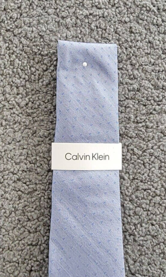 Calvin Klein Silk Blend Tonal Dot Neat Tie Men's Light Blue Adjustable~