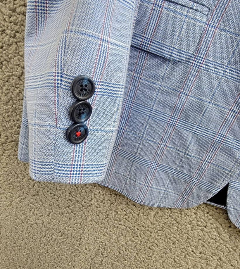 Tommy Hilfiger Stretch Deco Plaid Sport Coat Big Boys 16 Blue Flap Pockets L/S