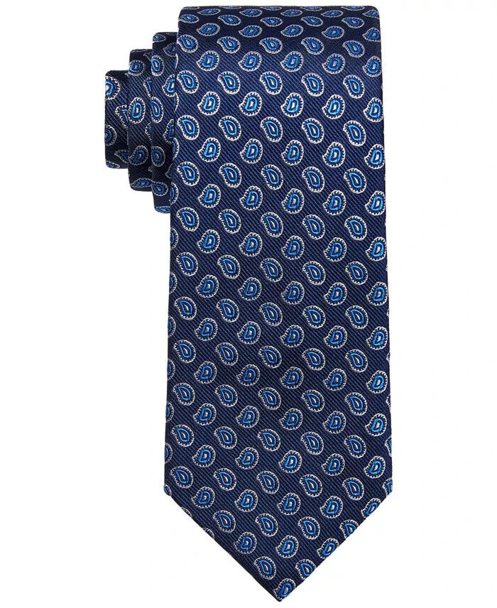 Tommy Hilfiger Silk Blend Small Bold Paisley Tie Blue Adjustable