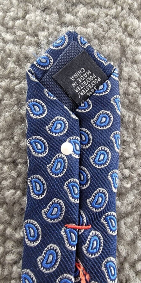 Tommy Hilfiger Silk Blend Small Bold Paisley Tie Blue Adjustable