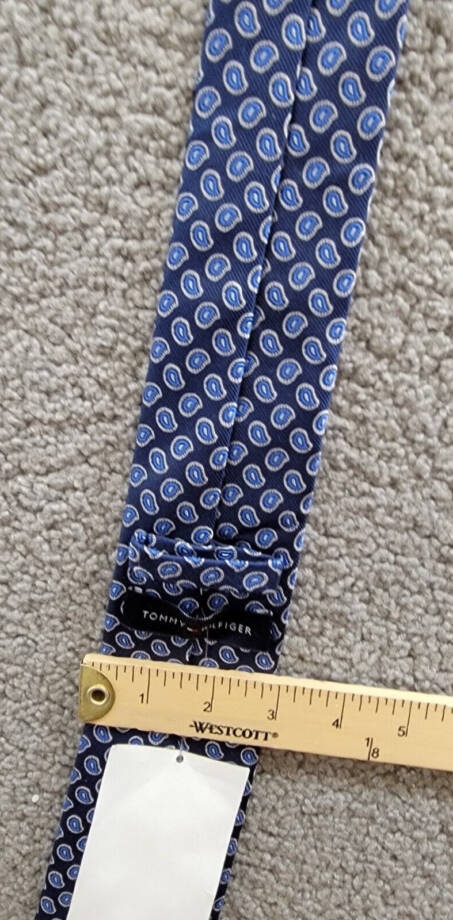Tommy Hilfiger Silk Blend Small Bold Paisley Tie Blue Adjustable