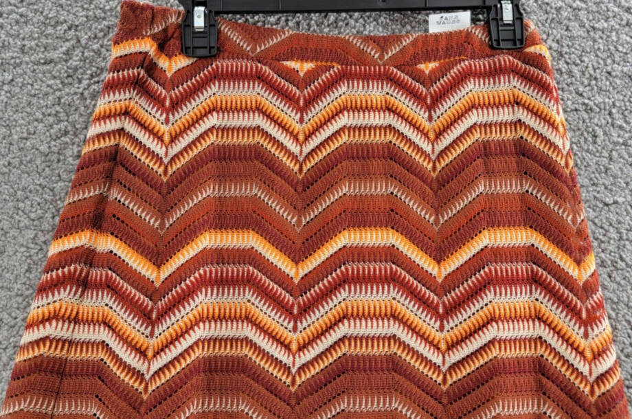 Bar III Pull-On Crochet Midi Skirt Women's S Dark Clay Multi Lined Pull-On Style
