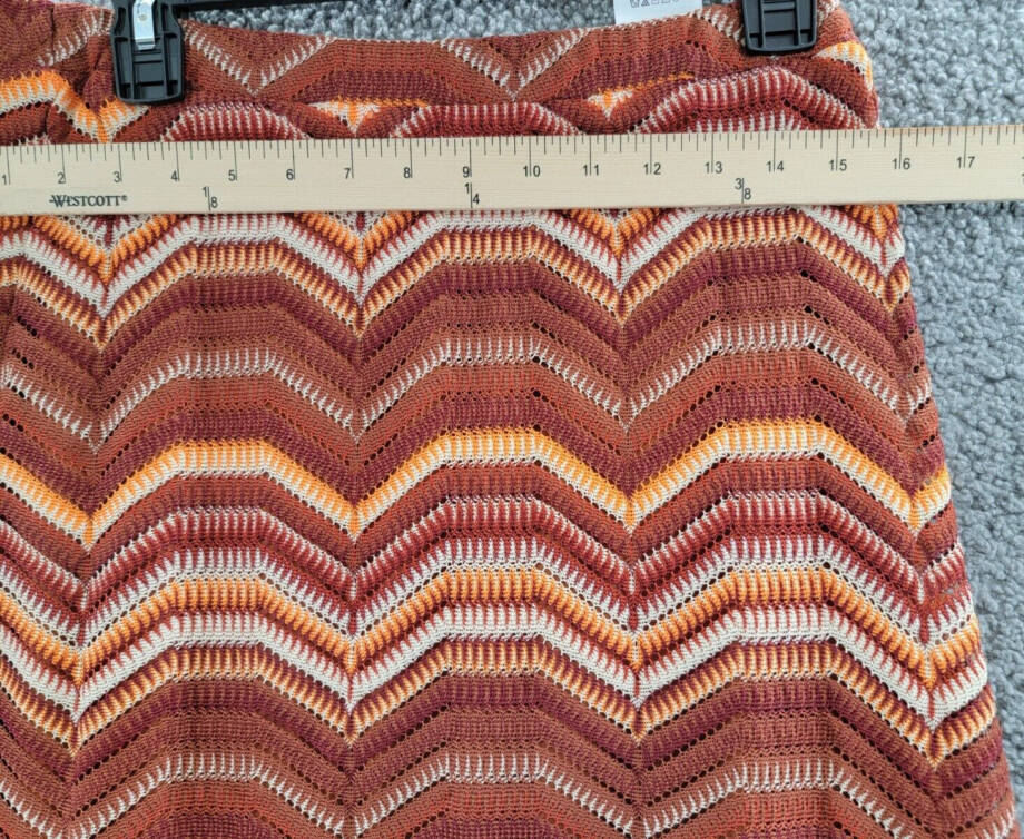 Bar III Pull-On Crochet Midi Skirt Women's S Dark Clay Multi Lined Pull-On Style