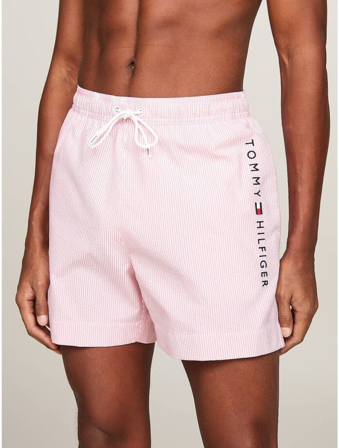 Tommy Hilfiger Striped 5" Swim Trunks Men's XXL Botanical Pink Elastic Waist