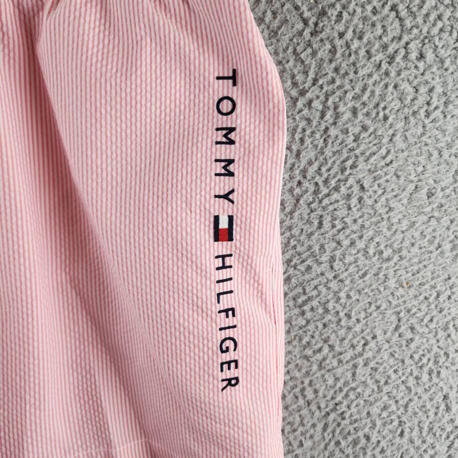 Tommy Hilfiger Striped 5" Swim Trunks Men's XXL Botanical Pink Elastic Waist