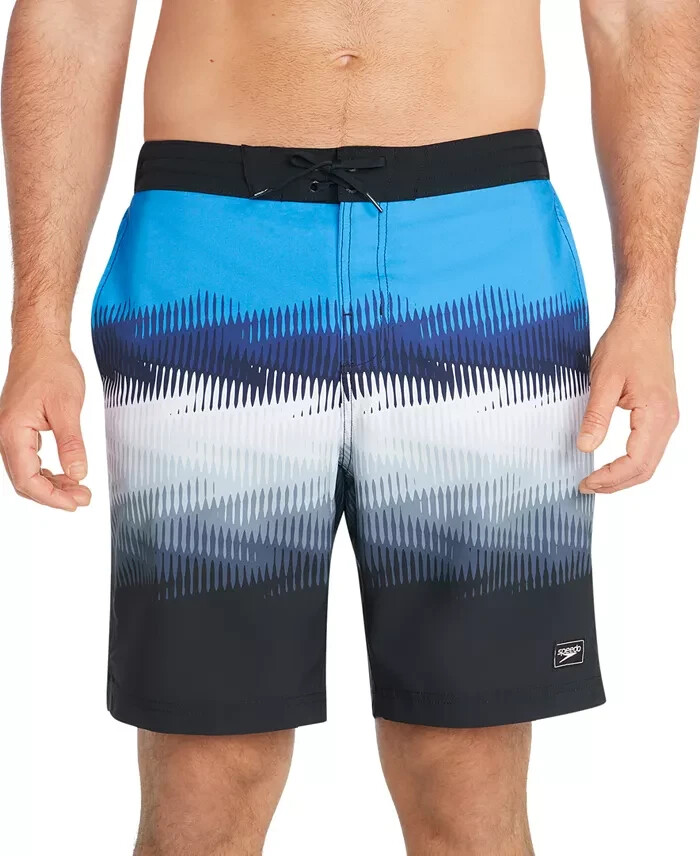 Speedo Printed Bondi Basin 9" Boardshorts Men's S Black Elastic Waist Drawstring