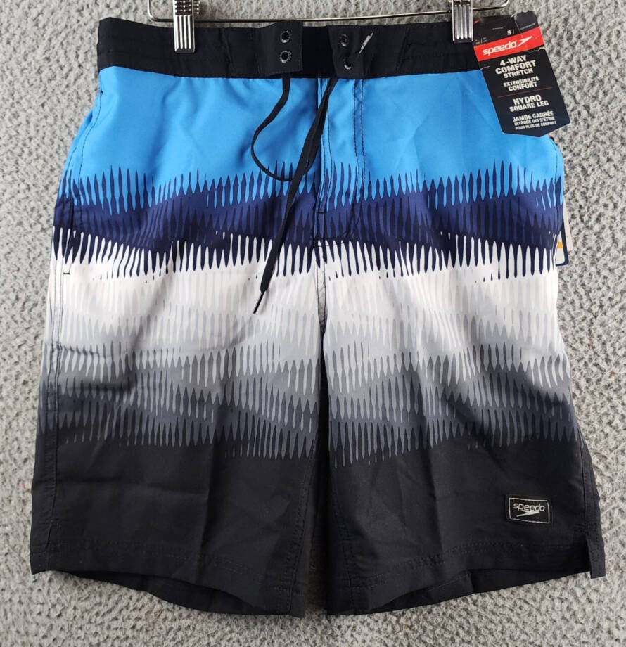 Speedo Printed Bondi Basin 9" Boardshorts Men's S Black Elastic Waist Drawstring
