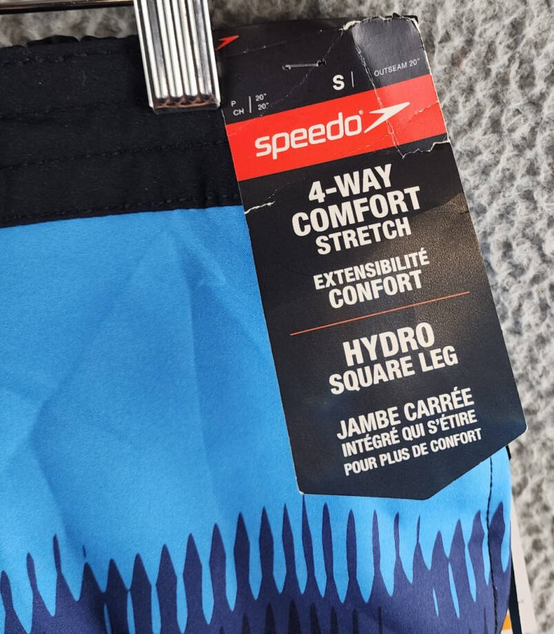 Speedo Printed Bondi Basin 9" Boardshorts Men's S Black Elastic Waist Drawstring