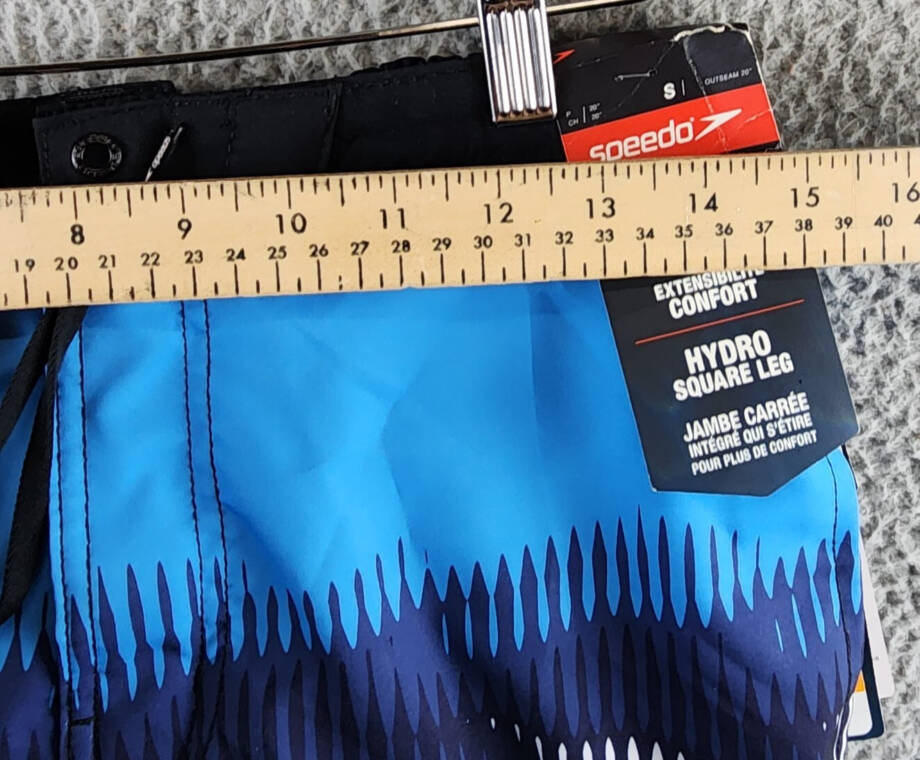 Speedo Printed Bondi Basin 9" Boardshorts Men's S Black Elastic Waist Drawstring