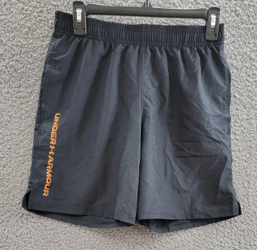 Under Armour UA Tech Woven Wordmark Shorts Boys' 11-12Y Black/Orange Pull On