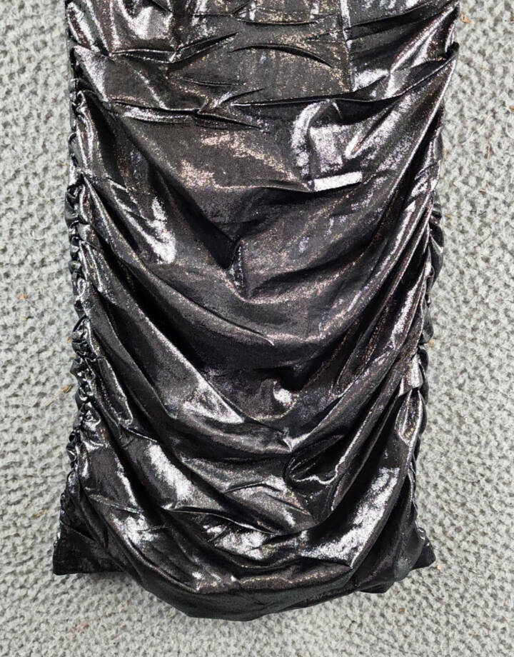 With Jules Metallic Ruched Mini Dress Big Girls M Black Surplice Neck Back Zip