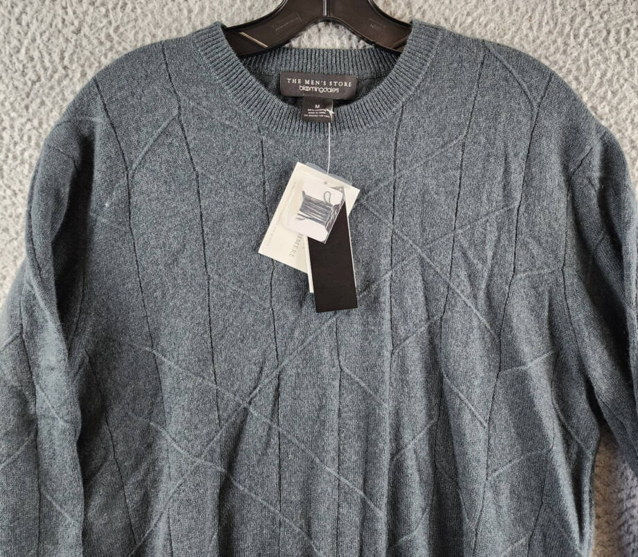 The Men's Store at Bloomingdale's Novelty Stitch Sweater Men's M Slate Green L/S