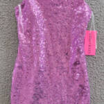With Jules Sleeveless Sequin Bodycon Dress Girls XL Lilac Adjustable Strap Lined