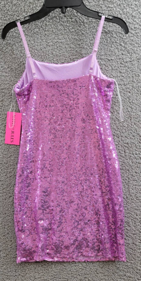 With Jules Sleeveless Sequin Bodycon Dress Girls XL Lilac Adjustable Strap Lined