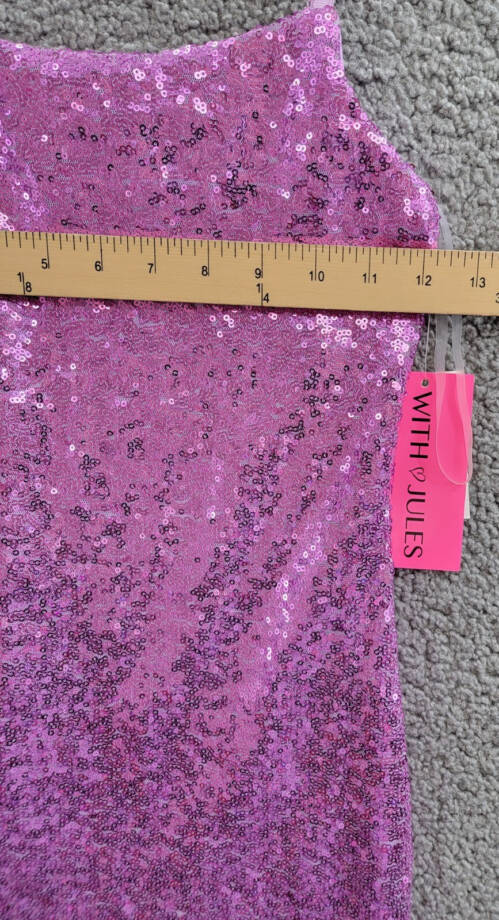 With Jules Sleeveless Sequin Bodycon Dress Girls XL Lilac Adjustable Strap Lined