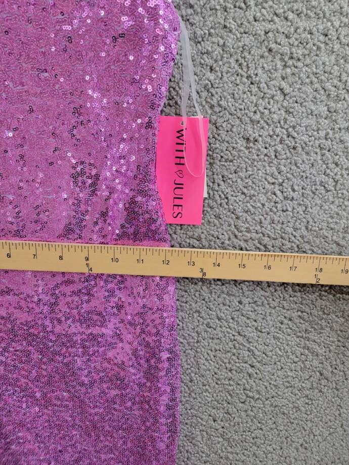 With Jules Sleeveless Sequin Bodycon Dress Girls XL Lilac Adjustable Strap Lined