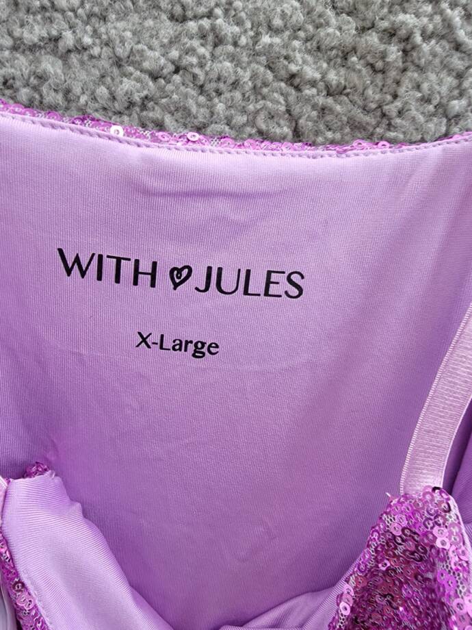 With Jules Sleeveless Sequin Bodycon Dress Girls XL Lilac Adjustable Strap Lined