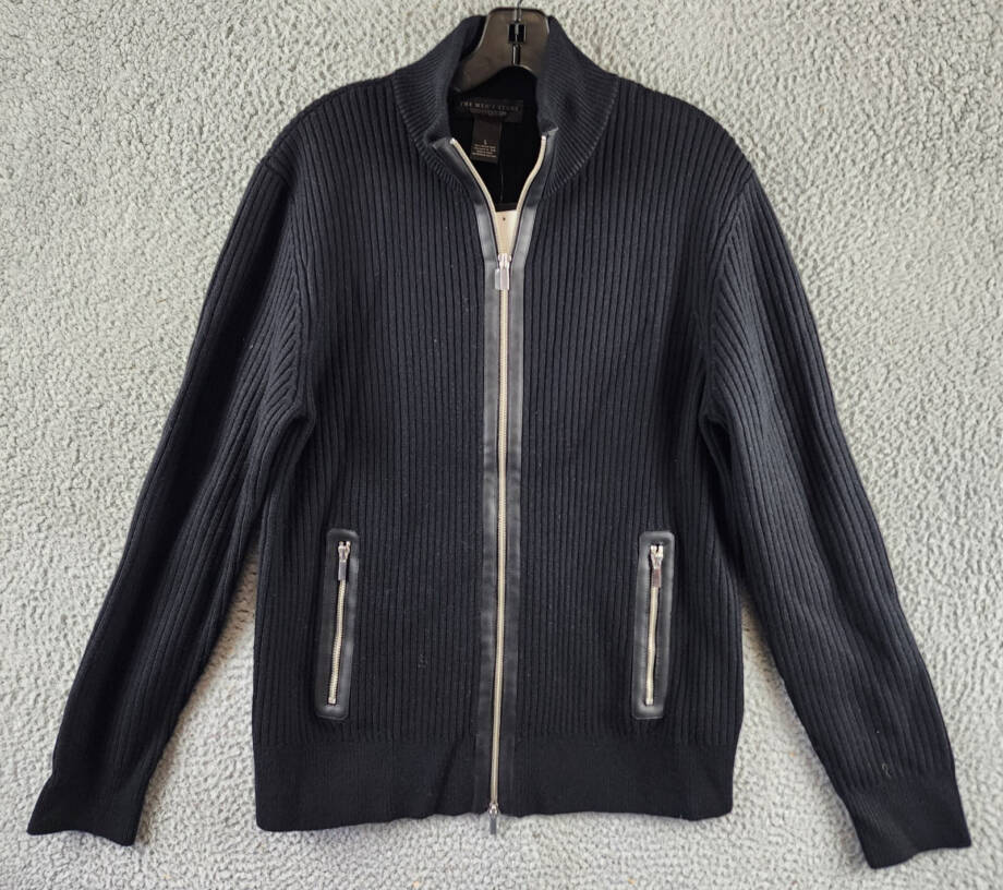 The Men's Store at Bloomingdale's Zip Cardigan Merino Wool Sweater Men's L Black