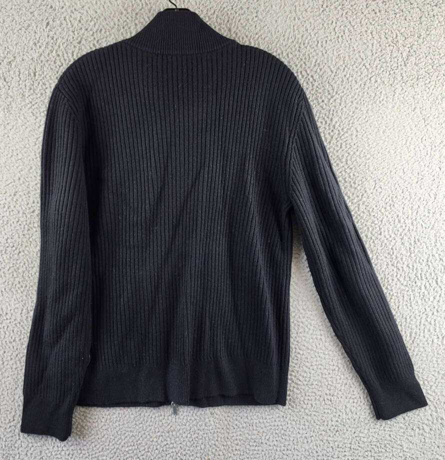 The Men's Store at Bloomingdale's Zip Cardigan Merino Wool Sweater Men's L Black