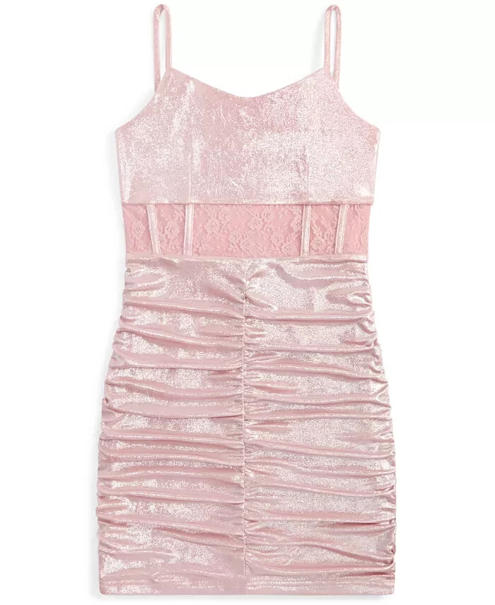 With Jules Sleeveless Lace-Insert Dress Big Girls XL Light Pastel Pink Back Zip