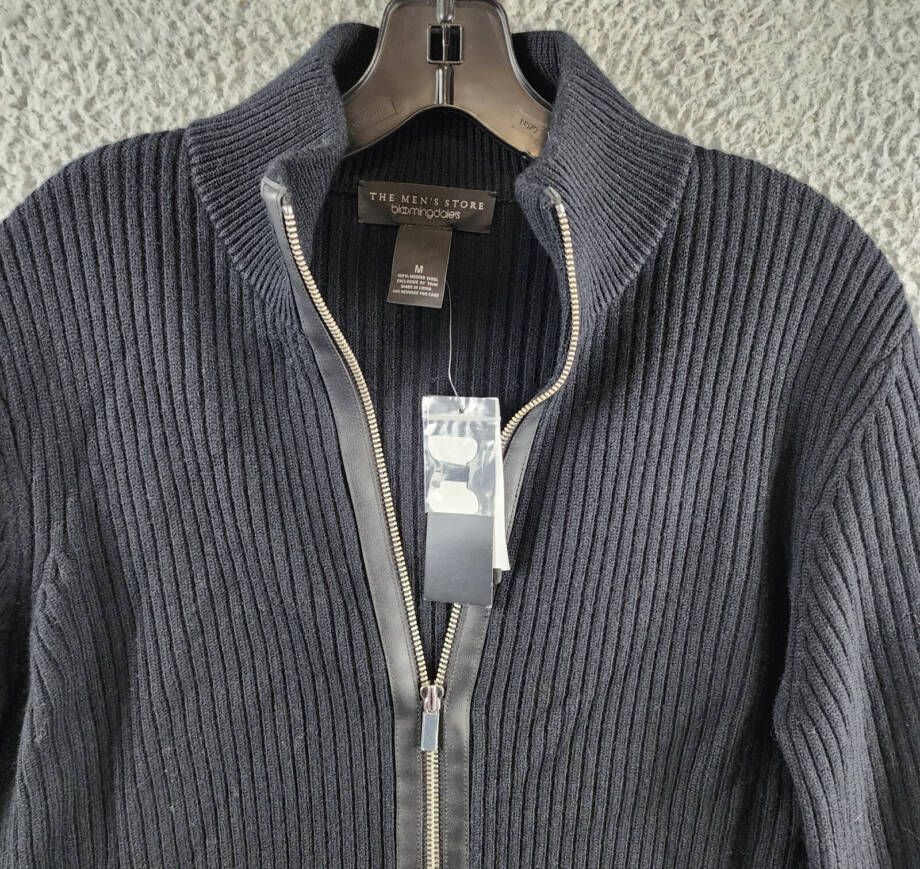 The Men's Store at Bloomingdale's Zip Cardigan Merino Wool Sweater Men's M Black