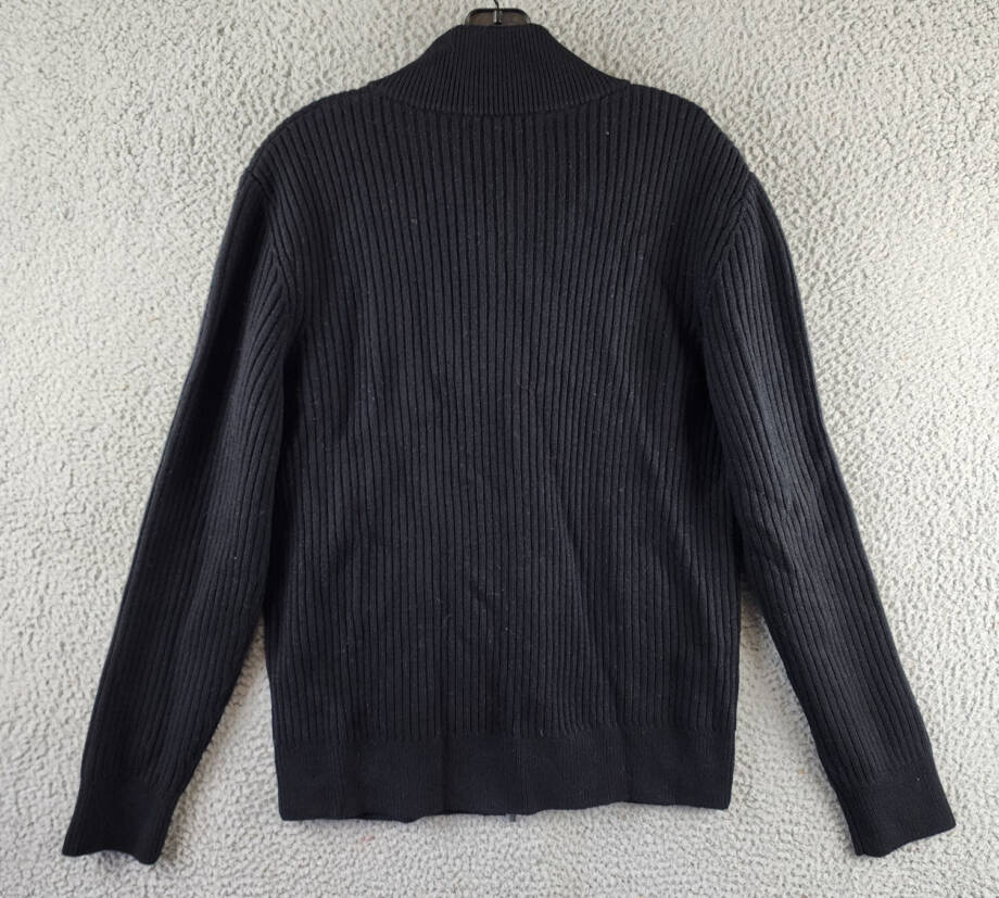 The Men's Store at Bloomingdale's Zip Cardigan Merino Wool Sweater Men's M Black