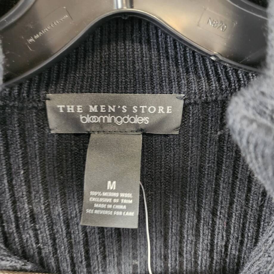 The Men's Store at Bloomingdale's Zip Cardigan Merino Wool Sweater Men's M Black