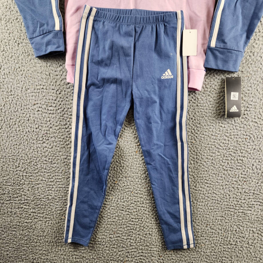 adidas Color Block French Terry Pullover and Leggings Girls' 6X Crew Blue 2Piece