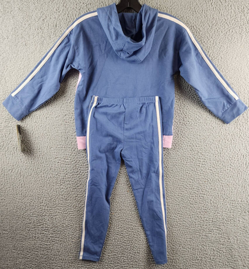 adidas Color Block French Terry Pullover and Leggings Girls' 6X Crew Blue 2Piece
