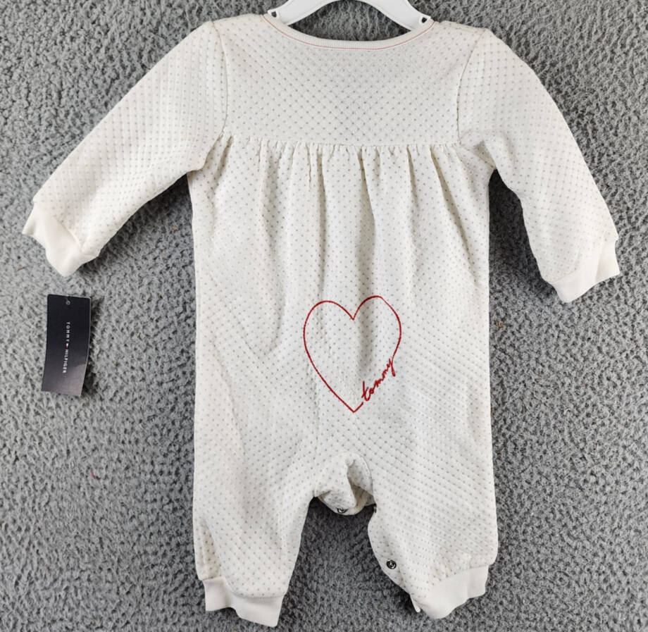 Tommy Hilfiger Diamond Quilt Double-Knit Coverall One Pc. Baby Girls' 6-9M White