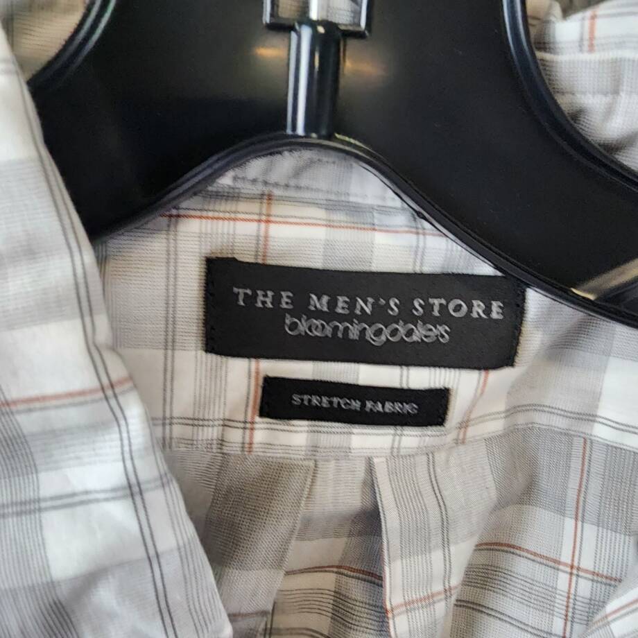 The Men's Store Bloomingdale's Casual Stretch Slim Fit Shirt Men's L Grey Multi