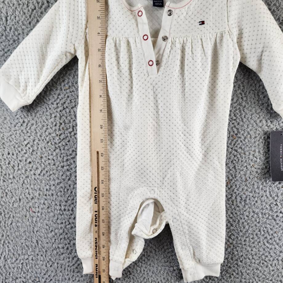Tommy Hilfiger Diamond Quilt Double-Knit Coverall One Pc. Baby Girls' 6-9M White