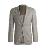BOSS Camel Heston Slim Fit Coat Men's 40R Gray Plaid Notch Lapel Button Cuffs