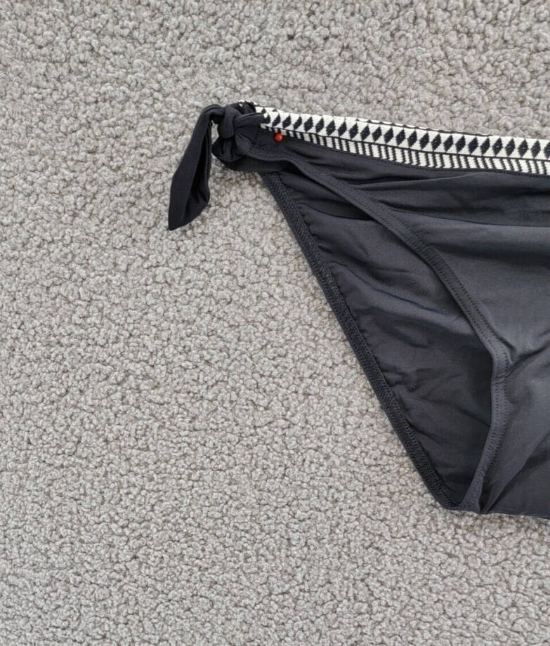 Lemlem Lucy Embroidered Trim Bikini Bottoms Women's L Black/White Tie Closure