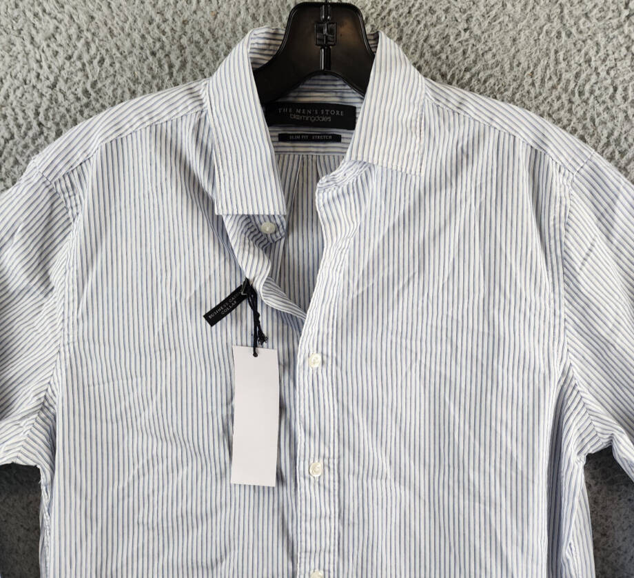 The Men's Store at Bloomingdale's Cotton Slim Fit Button Up Shirt Men's S Blue