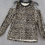 Michael Michael Kors Cheetah Cold-Shoulder Top Women's S Dark Camel Pullover L/S