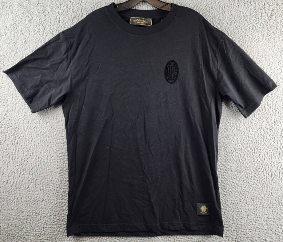 A.C. Milan Logo Front And Back Graphic T-Shirt Men's L Black Crew Neck Pullover~