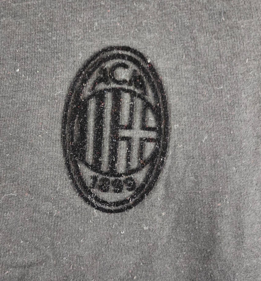 A.C. Milan Logo Front And Back Graphic T-Shirt Men's L Black Crew Neck Pullover~