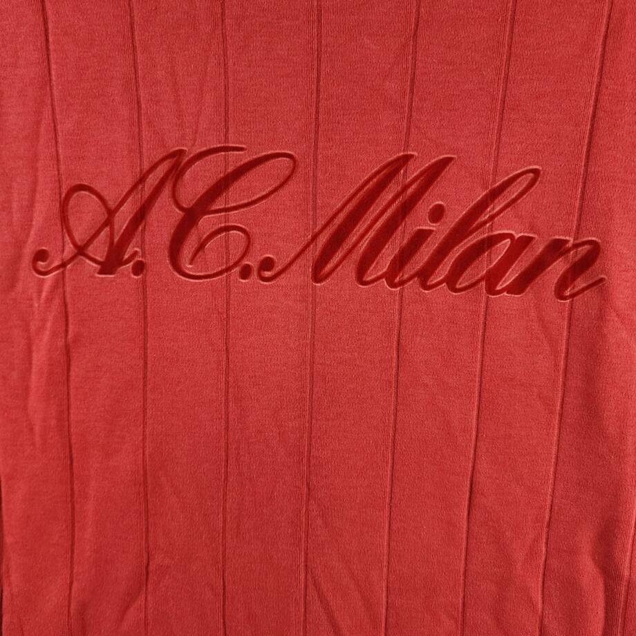 A.C. Milan Drop Needle Script Graphic T-Shirt Men's M Red Short Sleeve Pullover~