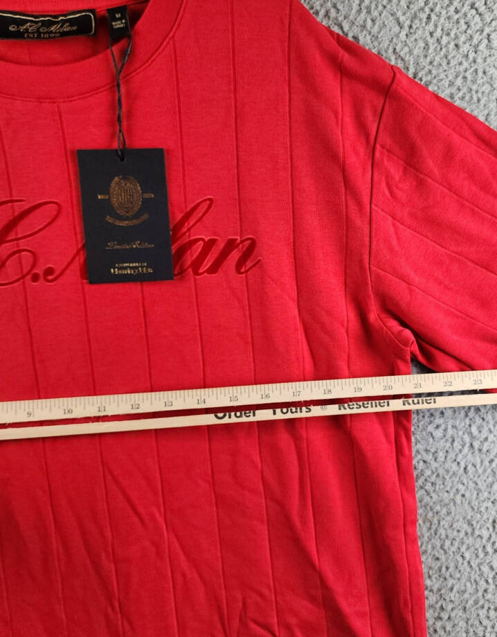 A.C. Milan Drop Needle Script Graphic T-Shirt Men's M Red Short Sleeve Pullover~
