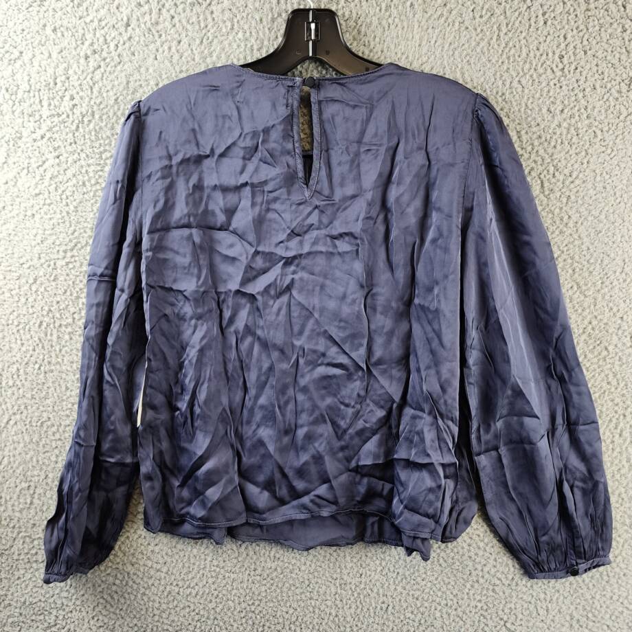 Velvet by Graham & Spencer Leila Pleated Sleeve Top Women's XS Steel Long Sleeve