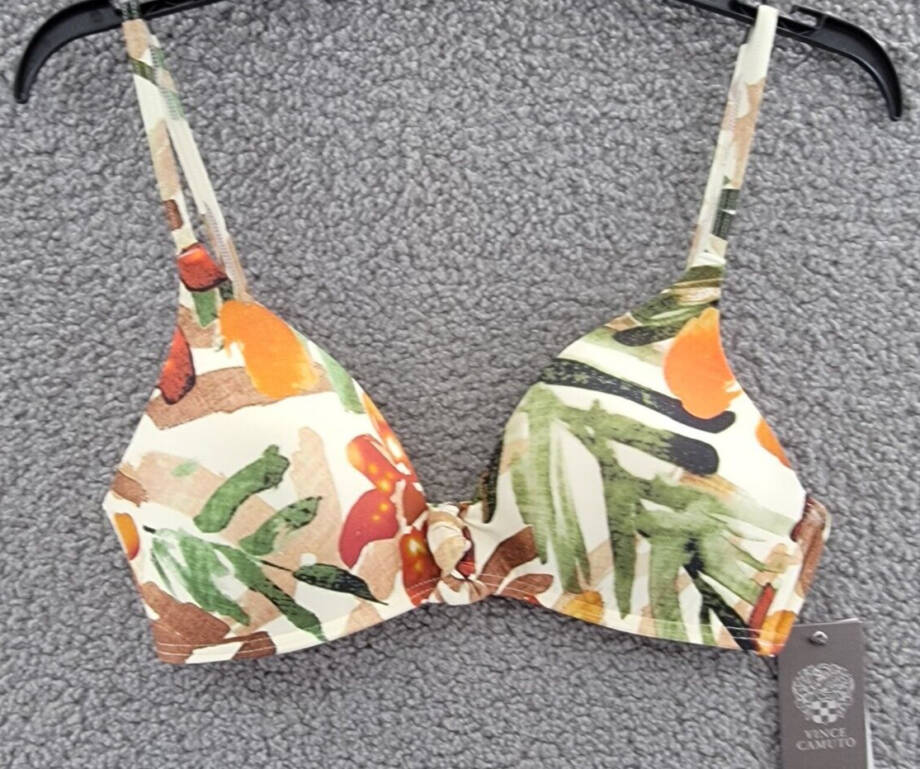 Vince Camuto Knotted Front Bikini Top Women's M Multi Printed Back Hook Closure