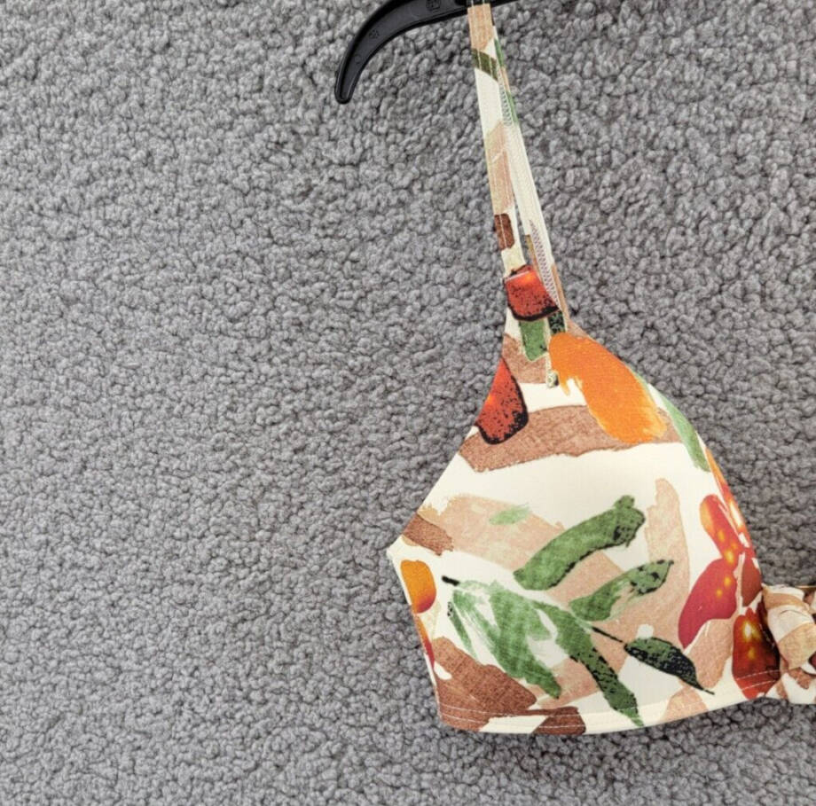 Vince Camuto Knotted Front Bikini Top Women's M Multi Printed Back Hook Closure