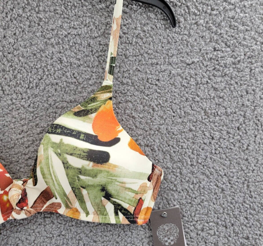 Vince Camuto Knotted Front Bikini Top Women's M Multi Printed Back Hook Closure