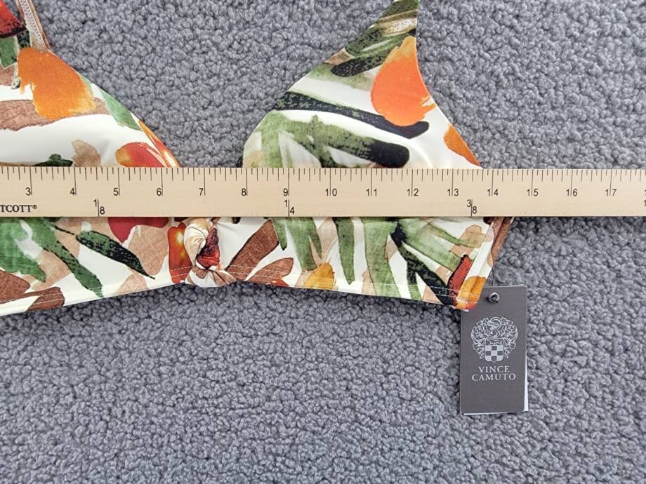 Vince Camuto Knotted Front Bikini Top Women's M Multi Printed Back Hook Closure