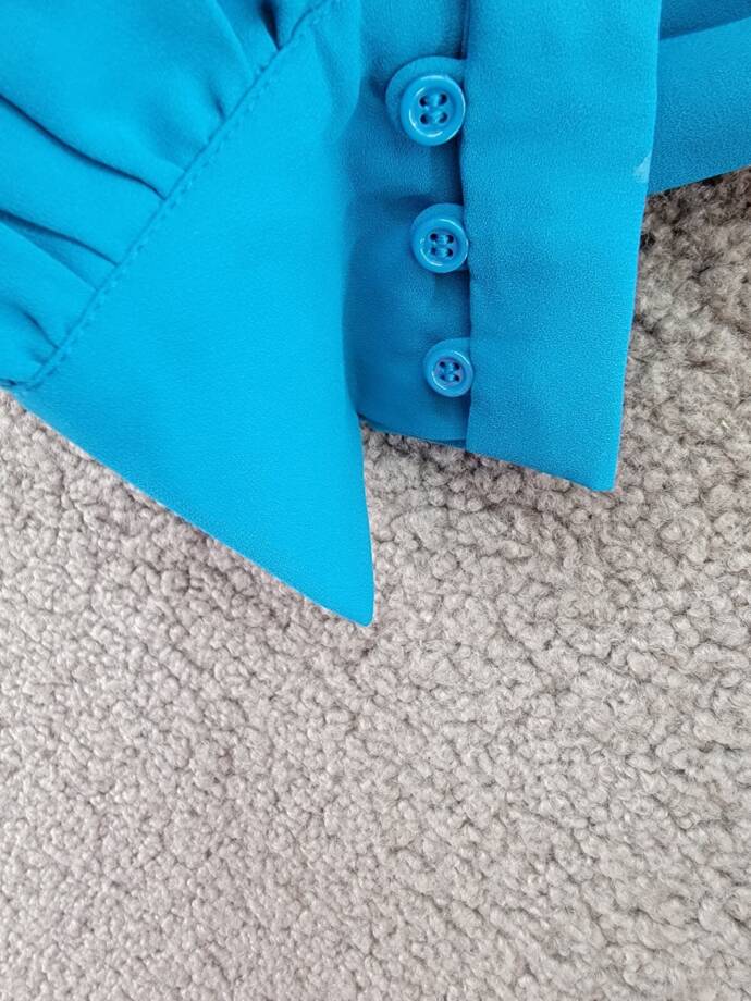 Anne Klein Pleated Long Sleeve Wrap Dress Women's XL Teal Ocean Belted V-Neck